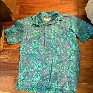 Vintage Cooke street Men's Blue and Green Hawaiian‎ Floral Shirt size large 0158